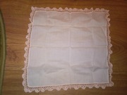 Chusteczka bawełniana z koronką serwetka do nosa damska 28 x 28cm róż
