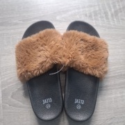 Klapki damskie z futerkiem (rozmiar 37)