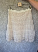 Jasna koronkowa spódnica M/L, boho, bawełniana