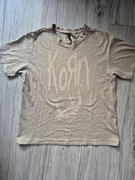 Tshirt koszulka H&M s beżowa bawełniana Korn The nothing z przedarciami