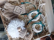 Zestaw makrama ozdoby świąteczne na choinkę beżowy