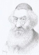 Judaica PORTRET ŻYD rysunek ołówkiem 29x21cm 