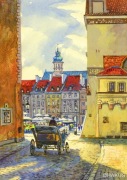 Obraz Akwarela - Warszawa, Stare Miasto, dorożka