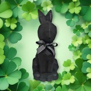 Geometryczny czarny zając królik z kokardą figurka loft 30 cm