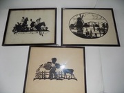 Zestaw trzech starych wycinanek lata 1920/30