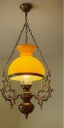 Wisząca lampa naftowa zelektryfikowana vintage