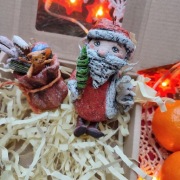 Zestaw Mikołaj z workiem prezentowym na choinkę handmade