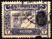 Turcja 1919 Mi 663 ovpt on Map of Dardanelles & Mehmed V