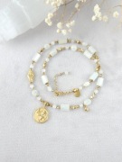 Naszyjnik z kamieni naturalnych i stali UNIKAT premium 