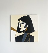 Fragmenty twarzy nowoczesny obraz geometryczny 50x50