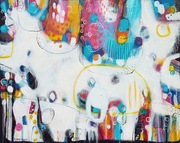 „Kolorowe dni” - abstrakcja - obraz akryl/ płótno 40x50 - Marlena Rakoczy