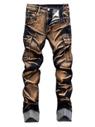 spodnie jeans brązowy cieniowany R 34 Nowe