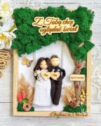 PERSONALIZOWANA PAMIĄTKA ŚLUBNA – Ramka z drzewkiem , para młoda makrama