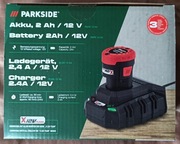 Zestaw Parkside Akumulator 12v 2AH + ładowarka 12v 2,4A
