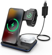 MINTHOUZ 3w1 bezprzewodowa ładowarka indukcja 18W QC 3.0 czarna
