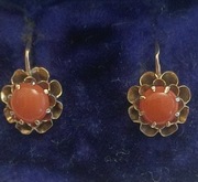 Antyk Secesja Złote Kolczyki Kwiatki Korale Austro-Węgry  XIX.wiek