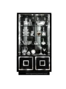 PIĘKNA PRZESZKLONA CZARNO LUSTRZANA WITRYNA - BAREK - KREDENS