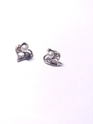 Kolczyki srebrne pr. 925  damskie serduszko z białą perłą 