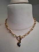 Naszyjnik handmade ze stali nierdzewnej z naturalnych kamieni perły 