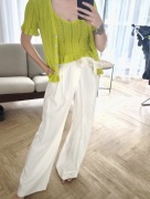 Zara szerokie spodnie ecru wiskoza wiązane lato palazzo