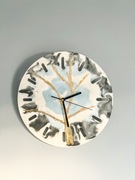 Zegar ścienny | złoto beż błękit czerń