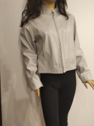 EDC krótka kurtka eko skóra szara M cropped bomber Y2K vintage