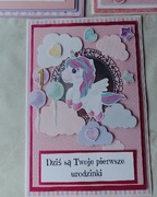 Kartki ręcznie robione warstwowe  na 1 urodziny, 14, 5*21