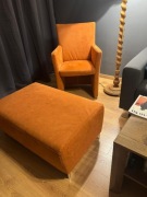 Piękny Zestaw Fotel i Podnóżek W.Schillig Głęboka Terakota jakość Premium