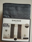 2 ciemnoszare zasłony aksamitne welurowe na taśmie SMUKEE 2 x zasłona 