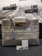 Love Moschino śmietankowa pikowana torebka shopper –duża torba damska