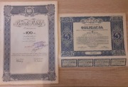 OBLIGACJE 100 ZŁ 1934 , 5 DOLARÓW 1931  