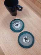 Podkładka pod kubek z żywicy. Dwustronną. Zestaw 2 sztuki. 