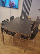 Stół TORSBY, chrom, ceramika, czarny marmur