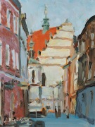 Obraz olejny pejzaż miasta Lublin 18x24 cm, Stare Miasto