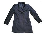 Ciemno szary płaszczyk damski 36,S/38,M pikowany ocieplany Italy