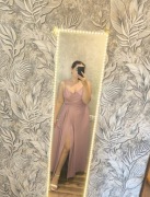 Elegancka pudrowo-różowa sukienka wesele przyjęcia EMO | L/40 | nowa 