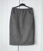 carr & westley Elegancka wełniana spódnica w jodełkę XXL