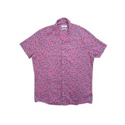 Next slim fit koszula na krótki rękaw różowa we wzorki L