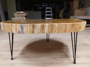 Stolik kawowy plaster dębowy 92 cm żywica