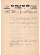 Fabryka Organów BIERNACKI - Unikatowy List 1945 r.