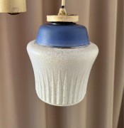 Lampa wisząca / Klosz PRL Vintage Biało Niebieska