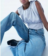 Bluzka Zara Draped Denim Top jeans damski r. S