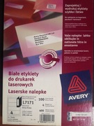 Etykiety samoprzylepne Avery L7171 do drukarek 70 arkuszy 200 x 60mm