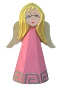 Figurki Figurka Aniołek drewniany stojący do zawieszania na choinkę 9cm