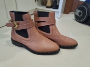 Buciki skóra pudrowy róz 