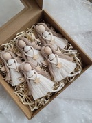 Aniołki na choinkę świąteczne zawieszki ozdoby boho makrama 