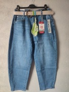 Jeansy MSara Balloony wysoki stan z paskiem  3XL