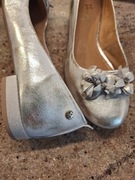 Baleriny złota przecierka skóra, miękkie, rozmiar 40 Maciejka