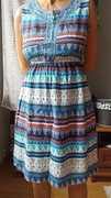 Sukienka indyjska letnia bawełna geometryczne wzory Lilie Rose rzm.34/XS/6