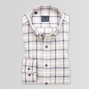 Willsoor beżowa klasyczna koszula w granatową kratę XXL (45/46) / 176-182